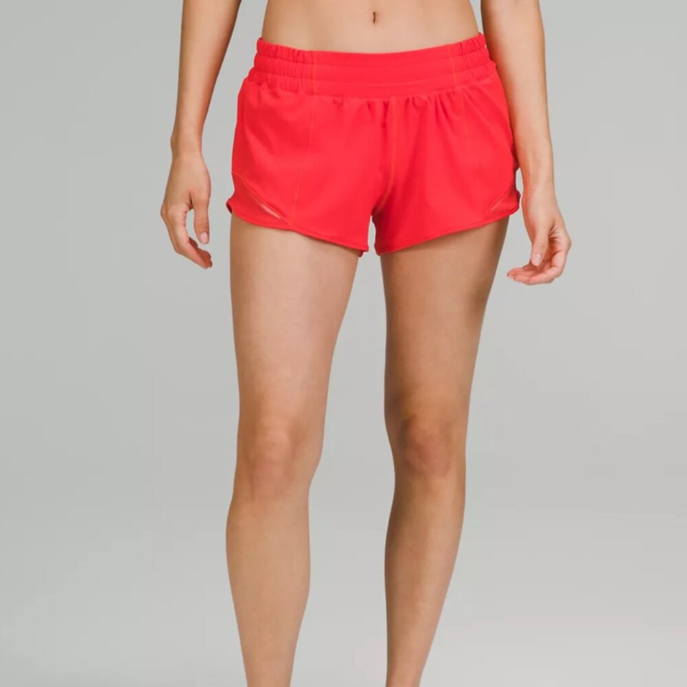 Lululemon Hotty Hot Low Rise Shorts 2.5” Neon Red Size 2 Bright Coral